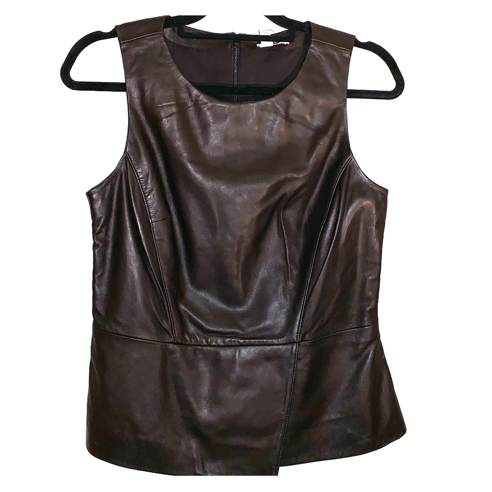 Leather Sleeveless Shirt Black